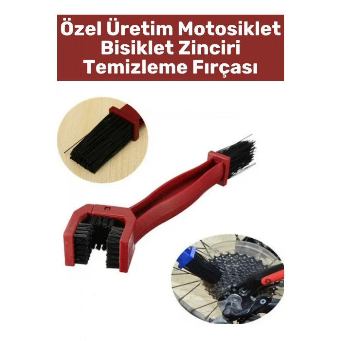 Özel Seri Yüksek Kaliteli Ergonomik Sert Dayanıklı Kıl Bisiklet Motosiklet Zinciri Temizleme Fırçası