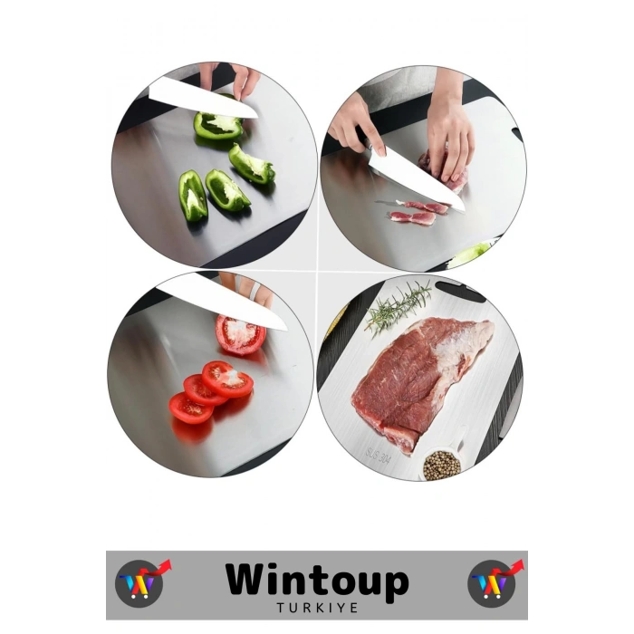 Premium Yüksek Kaliteli Paslanmaz Çelik Dayanıklı Hijyenik Kaymaz Yüzey Mutfak Sebze Et Kesme Panosu