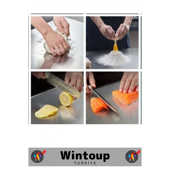 Premium Yüksek Kaliteli Paslanmaz Çelik Dayanıklı Hijyenik Kaymaz Yüzey Mutfak Sebze Et Kesme Panosu