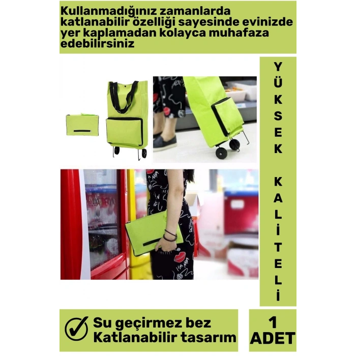 Premium Seri Yüksek Kaliteli Kompakt Katlanabilir Omuz Çantası Tasarımlı Su Geçirmez Pazar Arabası