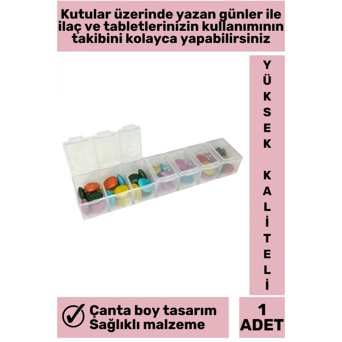 Özel Üretim Kompakt Sağlık Dostu Haftanın Günleri 7 Günlük İlaç Tablet Saklama Kutusu