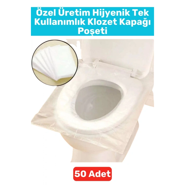Premium Kompakt Çanta Boy Hijyenik Tam Kaplama Tek Kullanımlık Tuvalet Klozet Kapak Poşeti 50 Adet