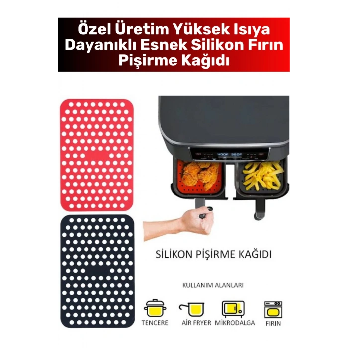 Özel BPA Free Isıya Dayanıklı Kolay Temizlenir Airfryer Fırın Esnek Silikon Pişirme Kağıdı 4 Adet