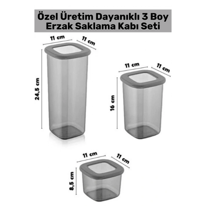 Özel Üretim Sağlıklı Dayanıklı Malzeme Tat Koku Geçirmez Esnek 3 Boy Gıda Erzak Saklama Kabı Seti