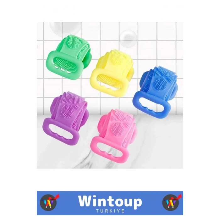 Premium Seri Yüksek Kaliteli Ergonomik Tutma Saplı Masaj Etkili Çift Taraflı Silikon Banyo Kesesi