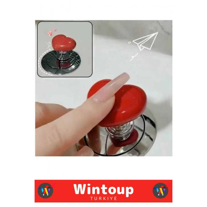 Özel Tasarım Montaj Gerektirmeyen Hijyenik Kalp Tasarımlı Yapışkanlı Klozet Sifon Tuşu