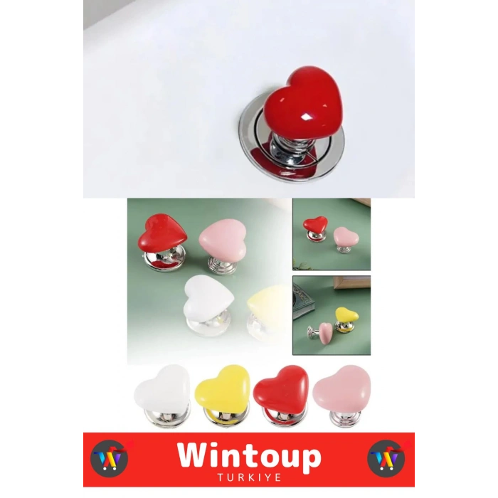 Özel Tasarım Montaj Gerektirmeyen Hijyenik Kalp Tasarımlı Yapışkanlı Klozet Sifon Tuşu