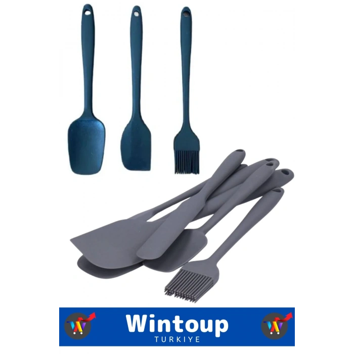 Özel Seri Gıda Sınıfı BPA İçermeyen Mutfak Yemek Hazırlık Pratik 6 Parça Silikon Spatula Fırça Seti