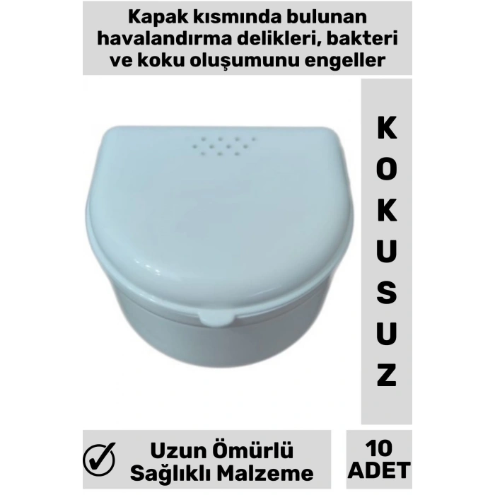 Yüksek Kaliteli Delikli Kapak Hijyenik Protez Diş Saklama Kabı 10 Adet