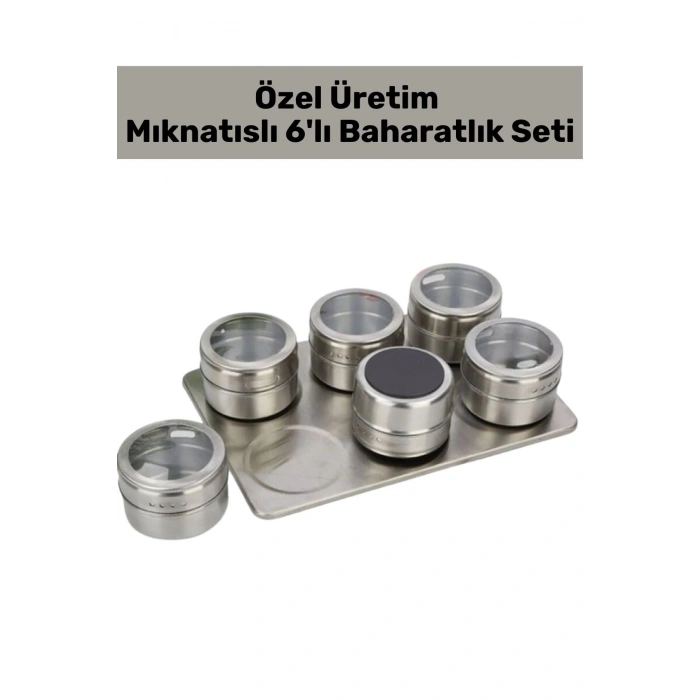 Premium Kompakt Yüksek Kaliteli Çelik Mıknatıslı Kuru Gıda Bakliyat Baharatlık 6lı Set