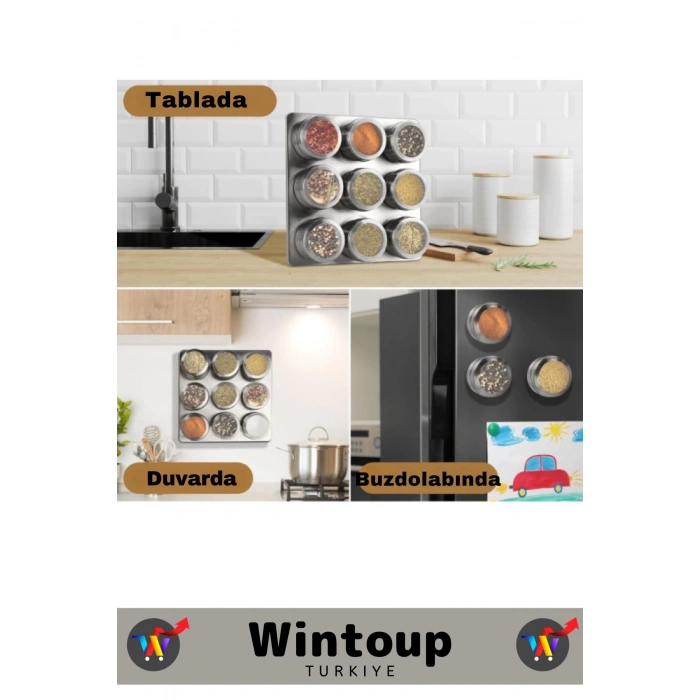 Premium Kompakt Yüksek Kaliteli Çelik Mıknatıslı Kuru Gıda Bakliyat Baharatlık 6lı Set