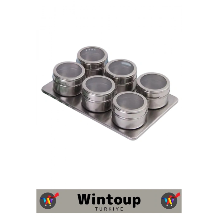 Premium Kompakt Yüksek Kaliteli Çelik Mıknatıslı Kuru Gıda Bakliyat Baharatlık 6lı Set