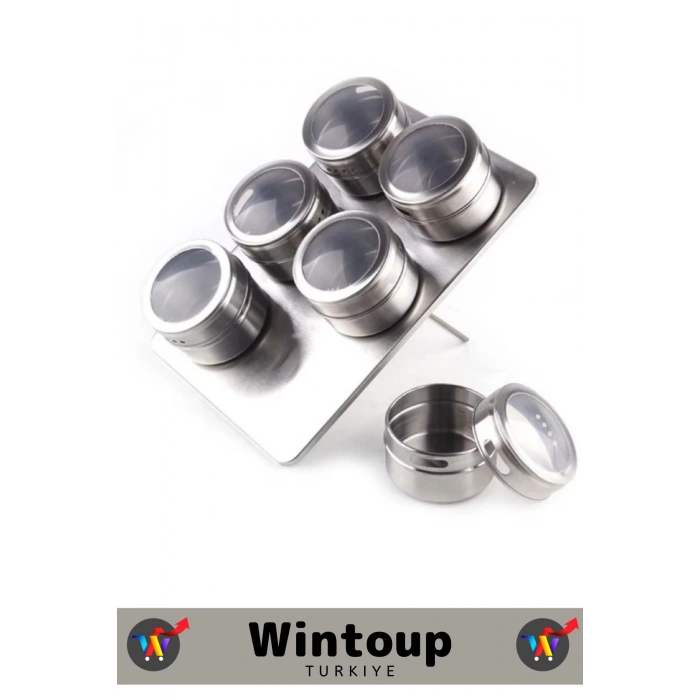 Premium Kompakt Yüksek Kaliteli Çelik Mıknatıslı Kuru Gıda Bakliyat Baharatlık 6lı Set