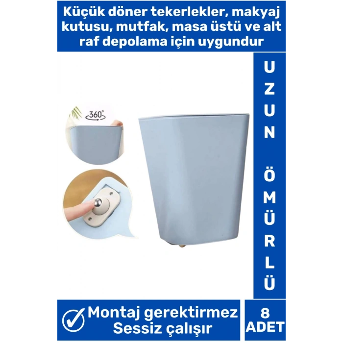 Yüksek Kaliteli Montajsız Sessiz Çalışır 360 Derece Döner Mobilya Eşya Kaydırma Taşıma Aparatı 8li