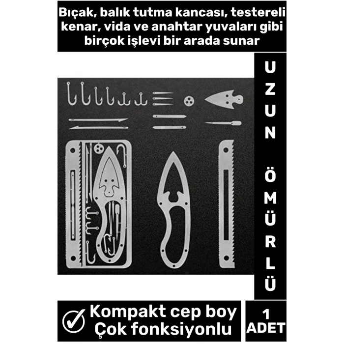 Premium Kompakt Cep Boy Tasarım Yüksek Kaliteli Çelik Çok Fonksiyonlu Hayatta Kalma Balıkçı Kiti