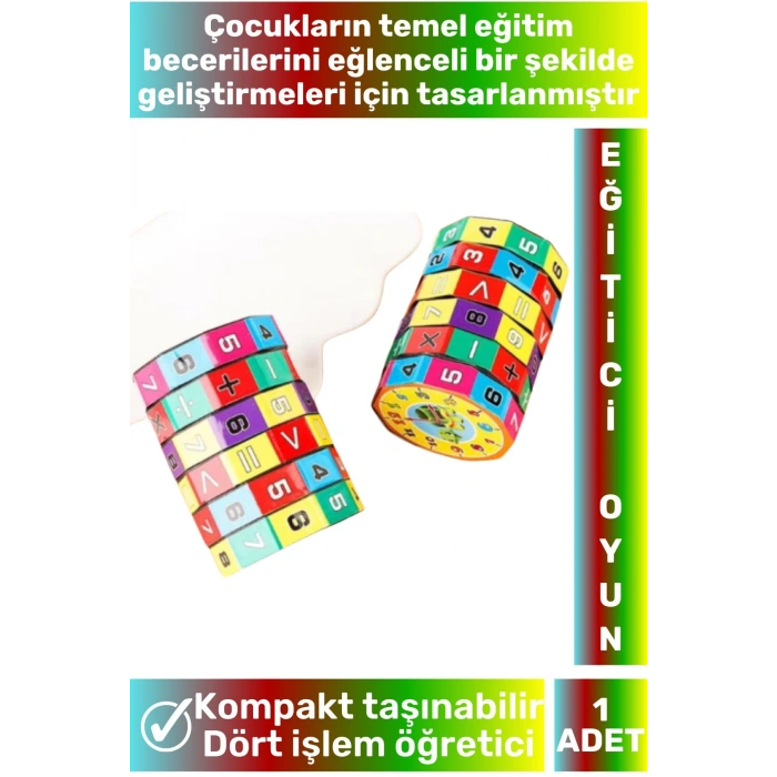 Okul Öncesi Kompakt İnteraktif Matematik Toplama Çıkarma Çarpma Bölme Dört İşlem Eğitici Oyun Küpü