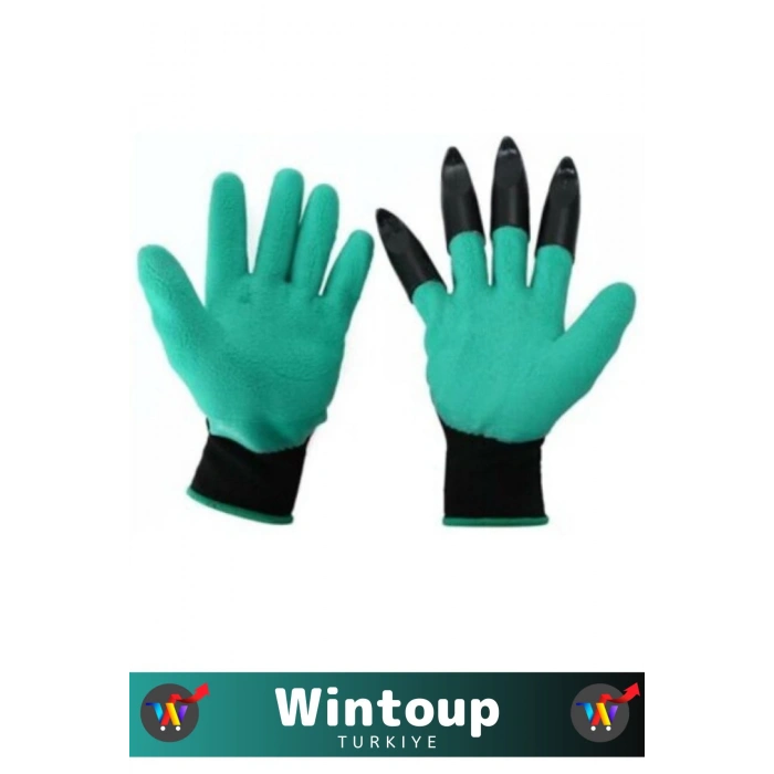 Özel Üretim Kauçuk ABS Plastik Delinmeye Dirençli 4 Sert Tırnaklı Kazma Dikme Kazıma Bahçe Eldiveni