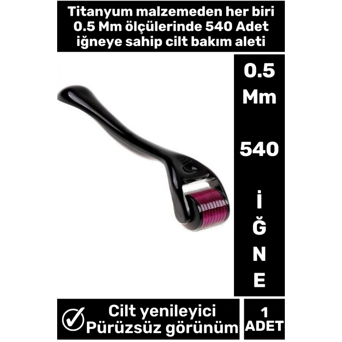 Yüksek Kaliteli 0.5 Mm 540 Titanyum İğneli Cilt Yenileyici Pürüzsüz Cilt Bakım Aleti Derma Roller