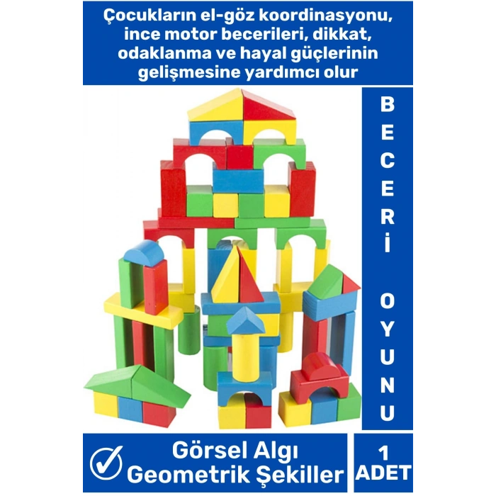 Özel Seri El Göz Koordinasyon Geliştirici Geometrik Şekil Öğretici Eğlenceli AHŞAP BLOKLAR 100 PARÇA