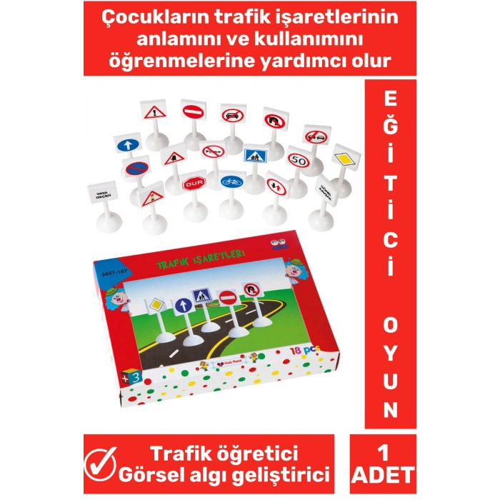Özel Seri Renk Tanıma Trafik Kuralları Trafik İşaretleri Öğretici TRAFİK İŞARETLERİ 18 PARÇA