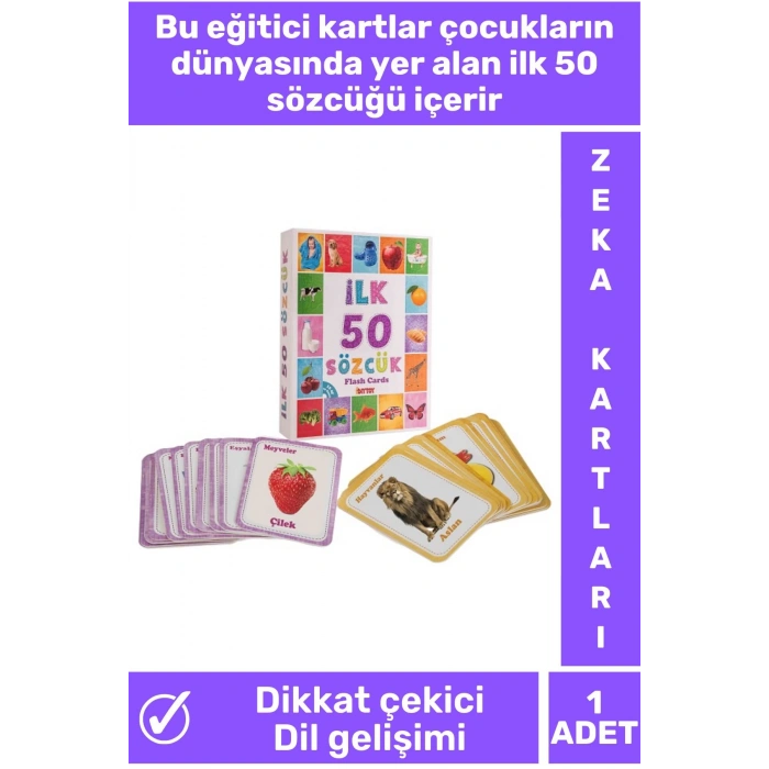 Özel Seri Dil Bilgisi Geliştirici Renk Tanım Hafıza Geliştirici Eğlenceli Eğitici İLK 50 SÖZCÜK