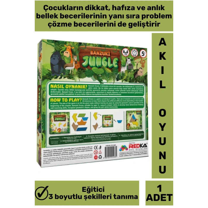 Premium Dikkat Hafıza Mantıksal Düşünme Problem Çözme Becerisi Geliştirici Eğlenceli BANZUKİ JUNGLE