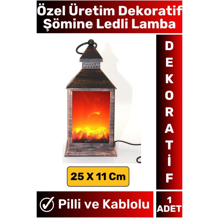 Özel Gerçekçi Ateş Görünümlü Ev Ofis Kullanım Dekoratif Hediyelik Pilli Kablolu Şömine Ledli Lamba