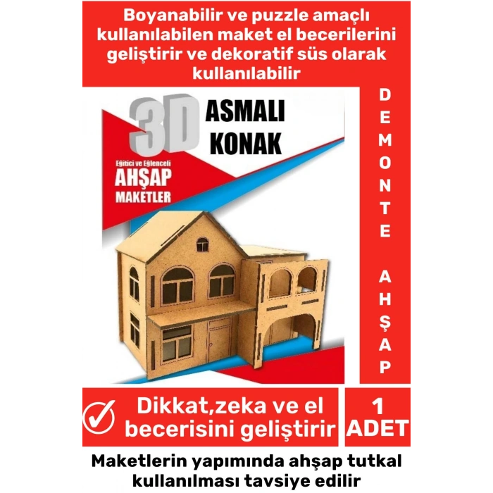 Özel 3D Görsel Zeka Geliştirici Boyanabilir Çocuk Yetişkin Puzzle Dekoratif Demonte Ahşap Oyun Maket