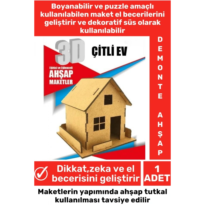 Özel 3D Görsel Zeka Geliştirici Boyanabilir Çocuk Yetişkin Puzzle Dekoratif Demonte Ahşap Oyun Maket