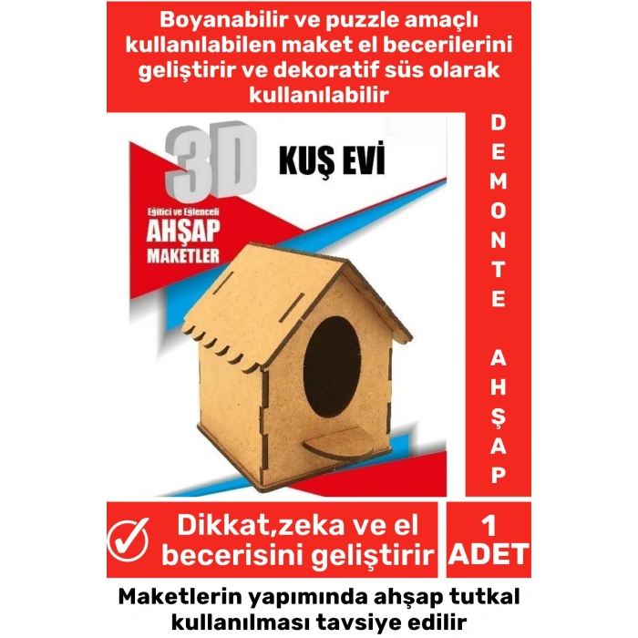 Özel 3D Görsel Zeka Geliştirici Boyanabilir Çocuk Yetişkin Puzzle Dekoratif Demonte Ahşap Oyun Maket