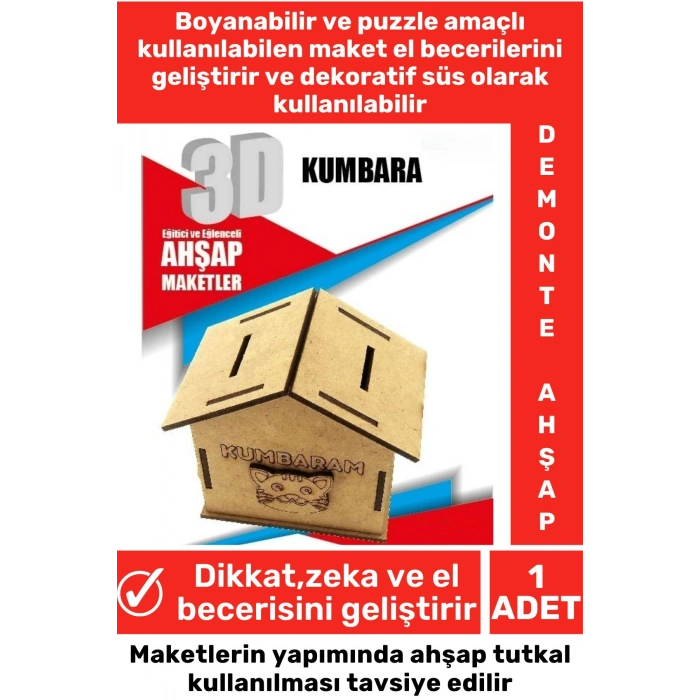 Özel 3D Görsel Zeka Geliştirici Boyanabilir Çocuk Yetişkin Puzzle Dekoratif Demonte Ahşap Oyun Maket