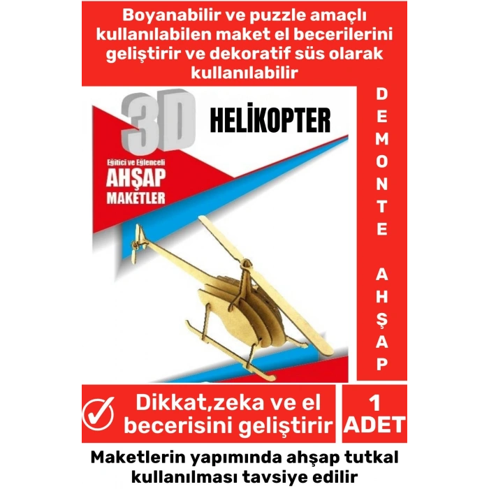 Özel 3D Görsel Zeka Geliştirici Boyanabilir Çocuk Yetişkin Puzzle Dekoratif Demonte Ahşap Oyun Maket