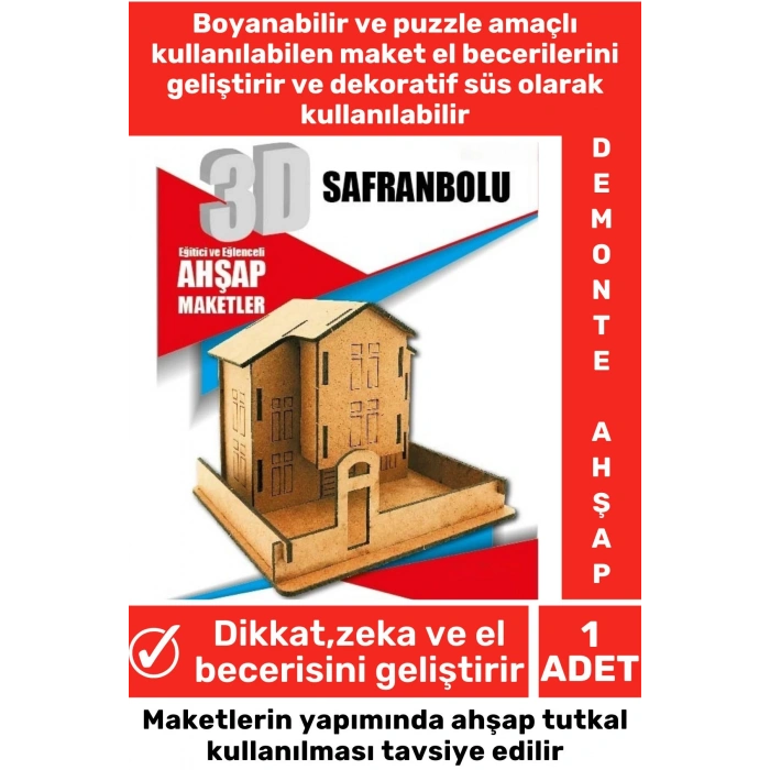 Özel 3D Görsel Zeka Geliştirici Boyanabilir Çocuk Yetişkin Puzzle Dekoratif Demonte Ahşap Oyun Maket