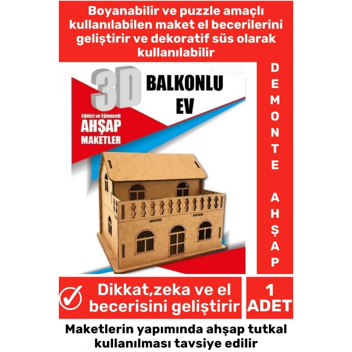 Özel 3D Görsel Zeka Geliştirici Boyanabilir Çocuk Yetişkin Puzzle Dekoratif Demonte Ahşap Oyun Maket