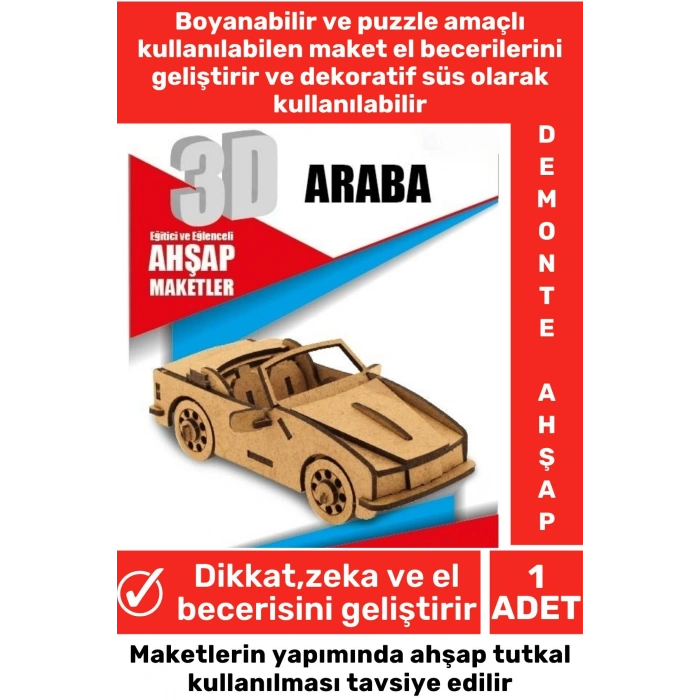 Özel 3D Görsel Zeka Geliştirici Boyanabilir Çocuk Yetişkin Puzzle Dekoratif Demonte Ahşap Oyun Maket