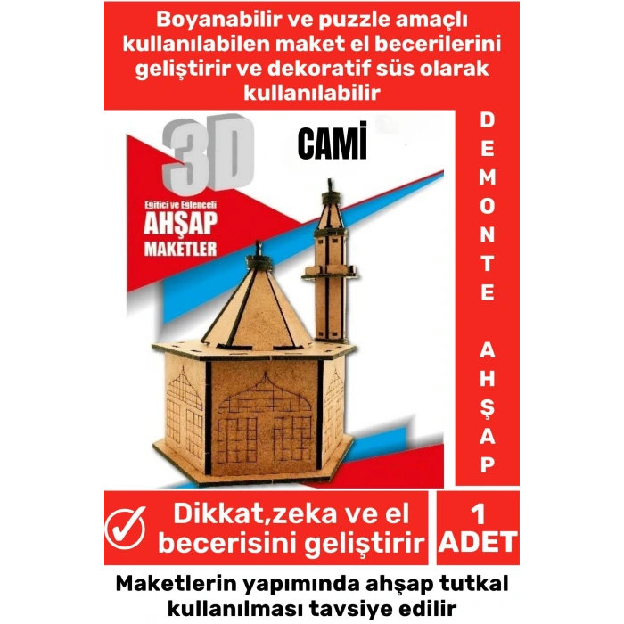Özel 3D Görsel Zeka Geliştirici Boyanabilir Çocuk Yetişkin Puzzle Dekoratif Demonte Ahşap Oyun Maket