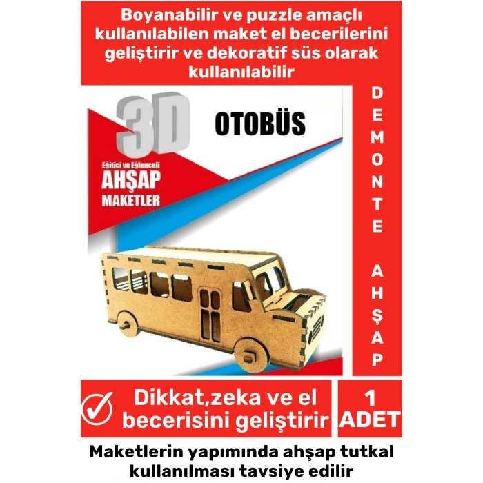 Özel 3D Görsel Zeka Geliştirici Boyanabilir Çocuk Yetişkin Puzzle Dekoratif Demonte Ahşap Oyun Maket