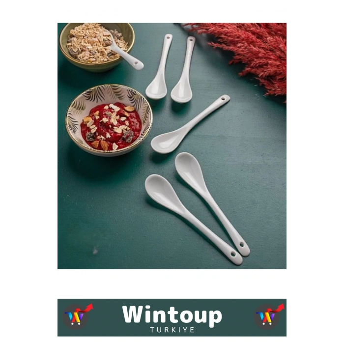 Özel Dayanıklı Sağlıklı Malzeme Ergonomik Kolay Temizlenir Asılabilir Porselen Baharat Kaşığı 5 Adet