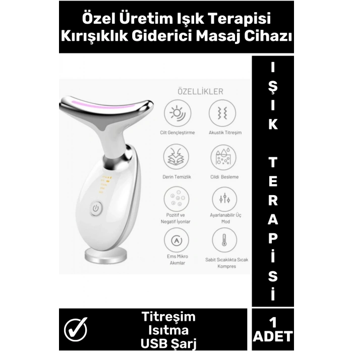 Özel Titreşim Isıtma Özellikli Işık Terapisi Cilt Sıkılaştırıcı Yüz Masaj Cihazı