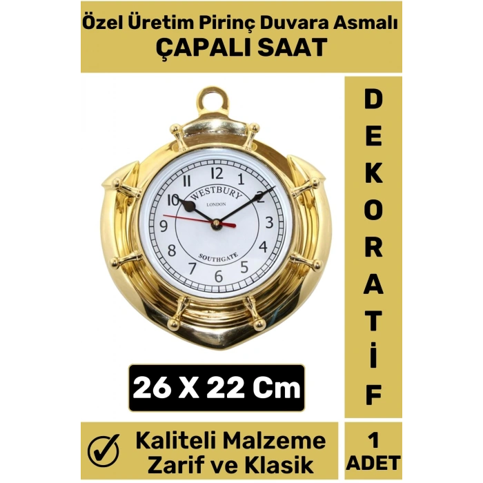 Özel Üretim Yüksek Kaliteli Ev Ofis Klasik Dekoratif Şık Hediyelik Pirinç Duvara Asmalı Çapalı Saat