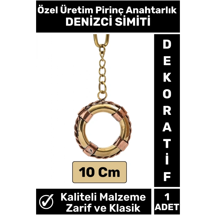 Premium Yüksek Kaliteli Dayanıklı Dekoratif Şık Hediyelik Denizcilik Tasarım Pirinç SİMİT Anahtarlık