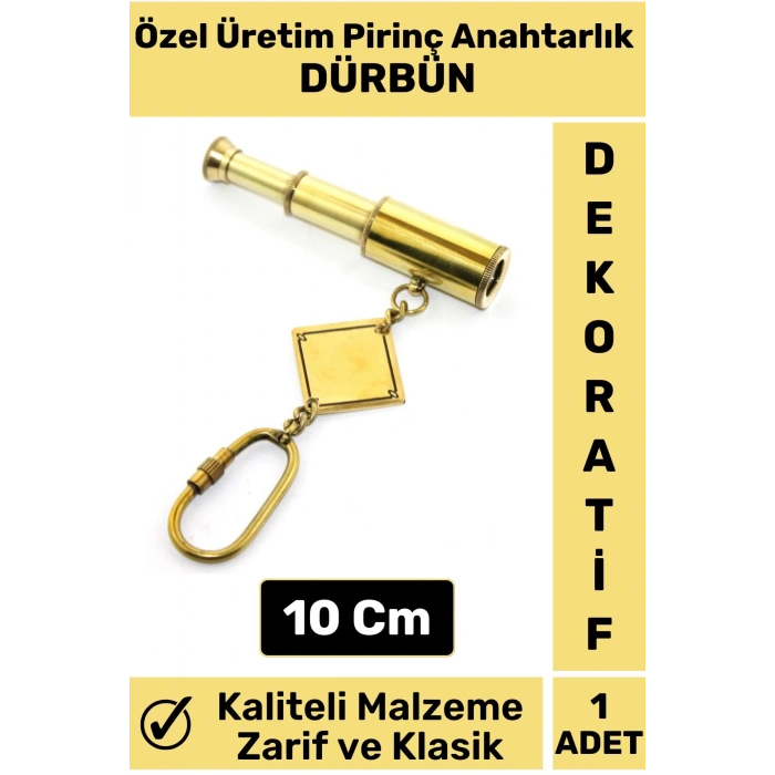 Premium Yüksek Kaliteli Dayanıklı Dekoratif Şık Hediyelik Denizci Tasarım Pirinç DÜRBÜN Anahtarlık