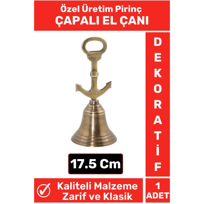 Premium Yüksek Kaliteli Özel Şık Dekoratif Hediyelik Biblo Denizcilik Tasarım Pirinç ÇAPALI EL ÇANI