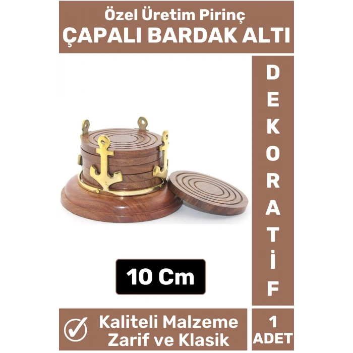 Premium Yüksek Kaliteli Şık Dekoratif Hediyelik Biblo Denizcilik Tasarım Pirinç ÇAPALI BARDAK ALTI