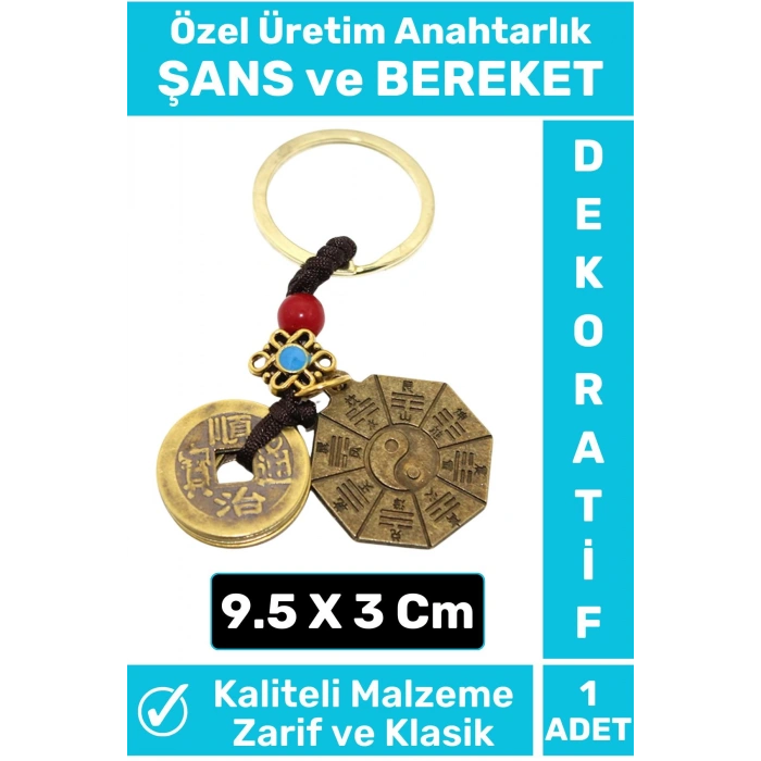 Özel Seri Yüksek Kaliteli Dayanıklı Dekoratif Şık Hediyelik ŞANS VE BEREKET Motifli Anahtarlık
