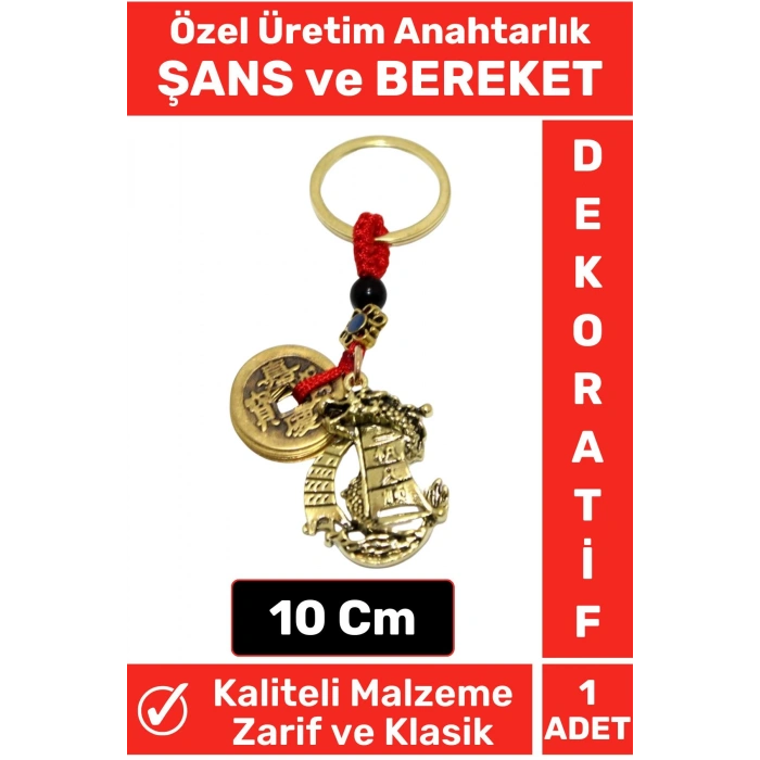 Özel Tasarım Yüksek Kaliteli Dayanıklı Dekoratif Şık Hediyelik ŞANS VE BEREKET Getiren Anahtarlık
