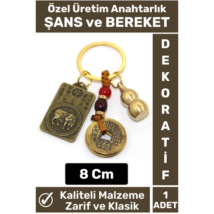 Premium Yüksek Kaliteli Dayanıklı Dekoratif Şık Hediyelik ŞANS VE BEREKET Getiren Anahtarlık