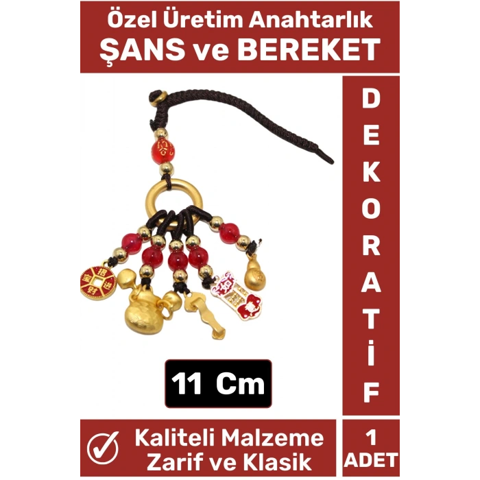 Özel Model Yüksek Kaliteli Dayanıklı Dekoratif Şık Hediyelik ŞANS VE BEREKET Motifli Anahtarlık