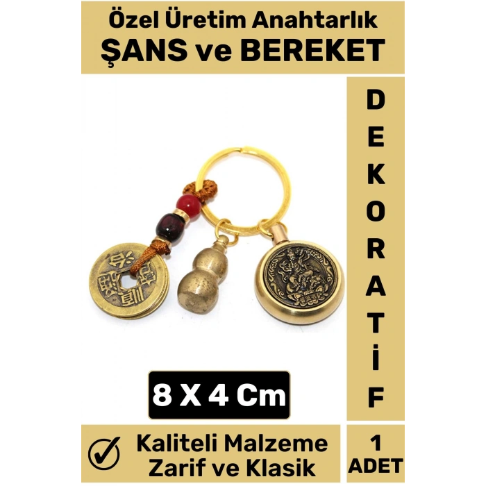 Özel Seri Yüksek Kaliteli Dayanıklı Dekoratif Şık Hediyelik ŞANS VE BEREKET Getiren Anahtarlık