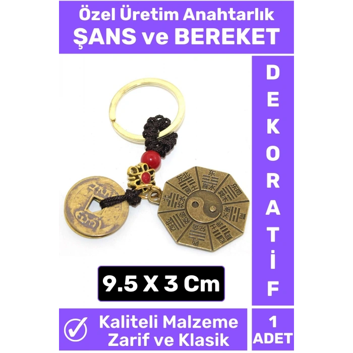 Premium Seri Yüksek Kaliteli Dayanıklı Dekoratif Şık Hediyelik ŞANS VE BEREKET Getiren Anahtarlık